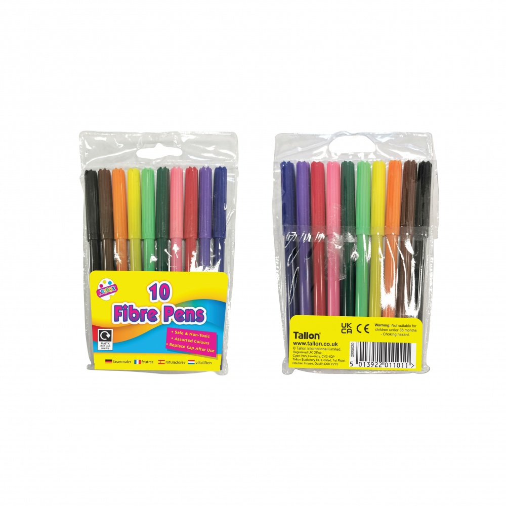 Fine tip Fibre Colouring Pens in Wallet, 10's