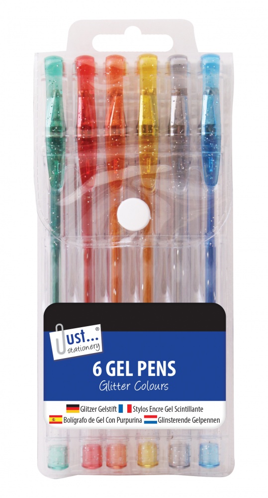 Glitter Gel Ink Pens, 6's