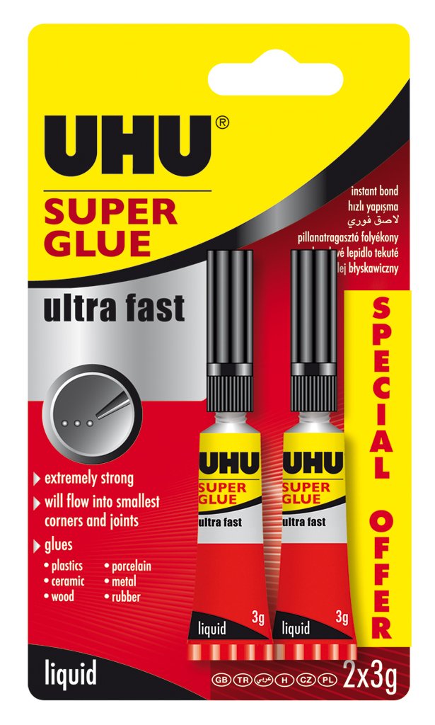 UHU Super Glue Twin Pack, 3gm Carded