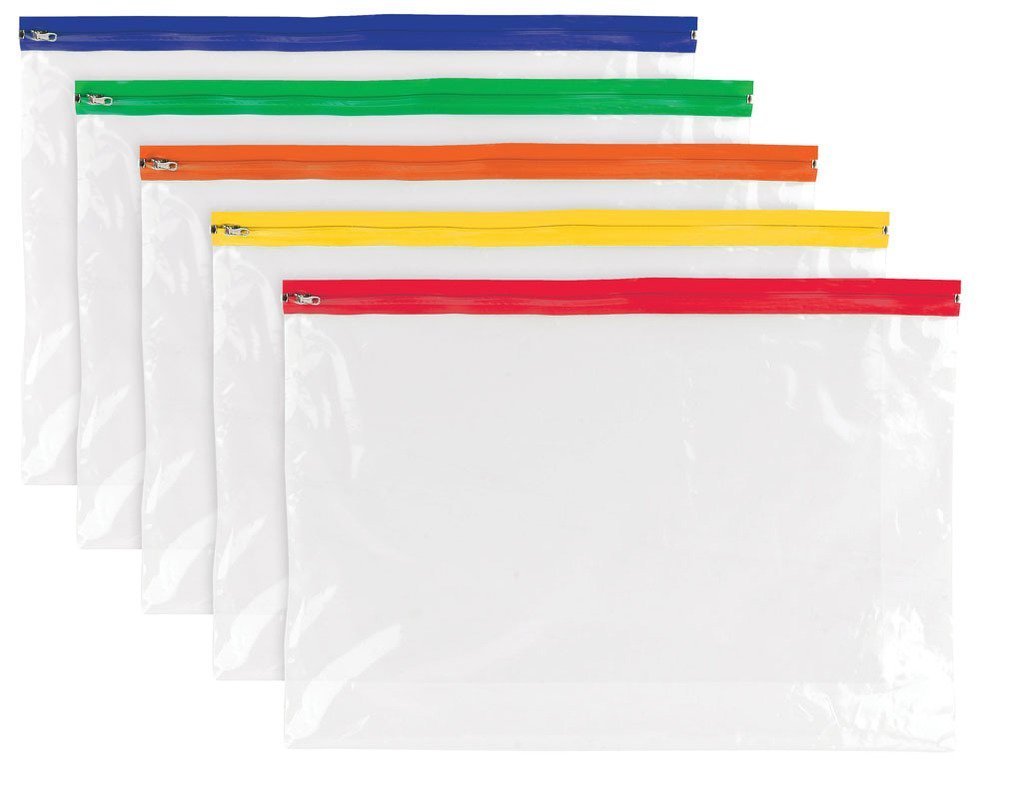 A3 Zippy Bags, 4 Assorted Zip Colours, 160 micron