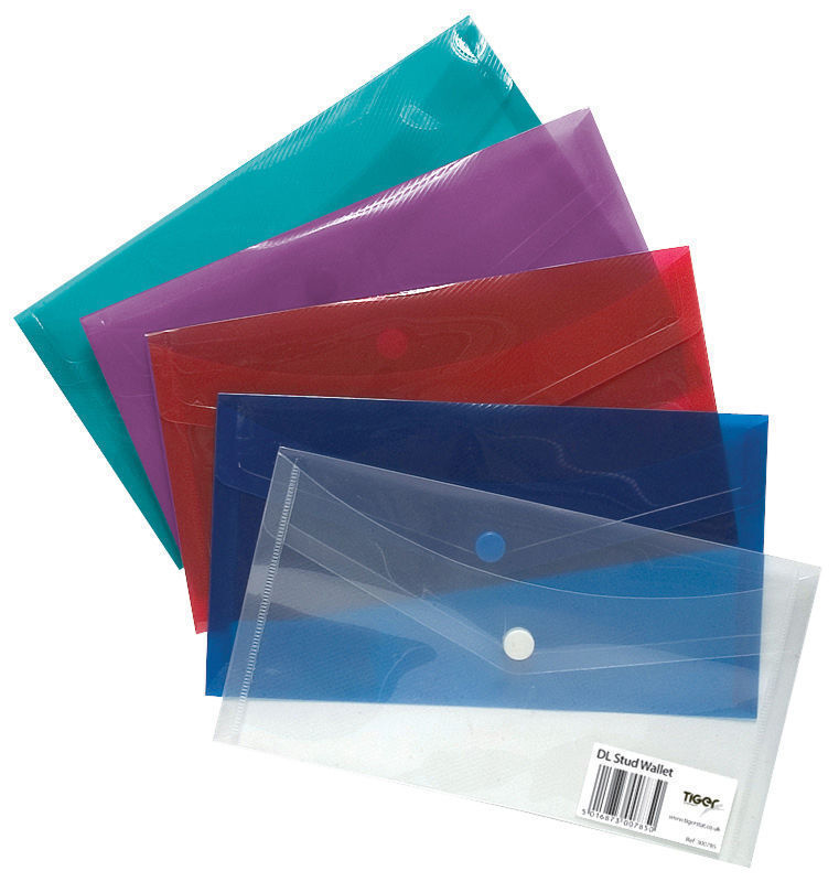 DL Stud Wallet, 5 Assorted Colours, 200 micron
