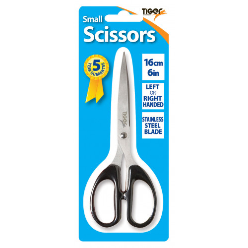 Black Handle Scissors, 16cm Blister Carded