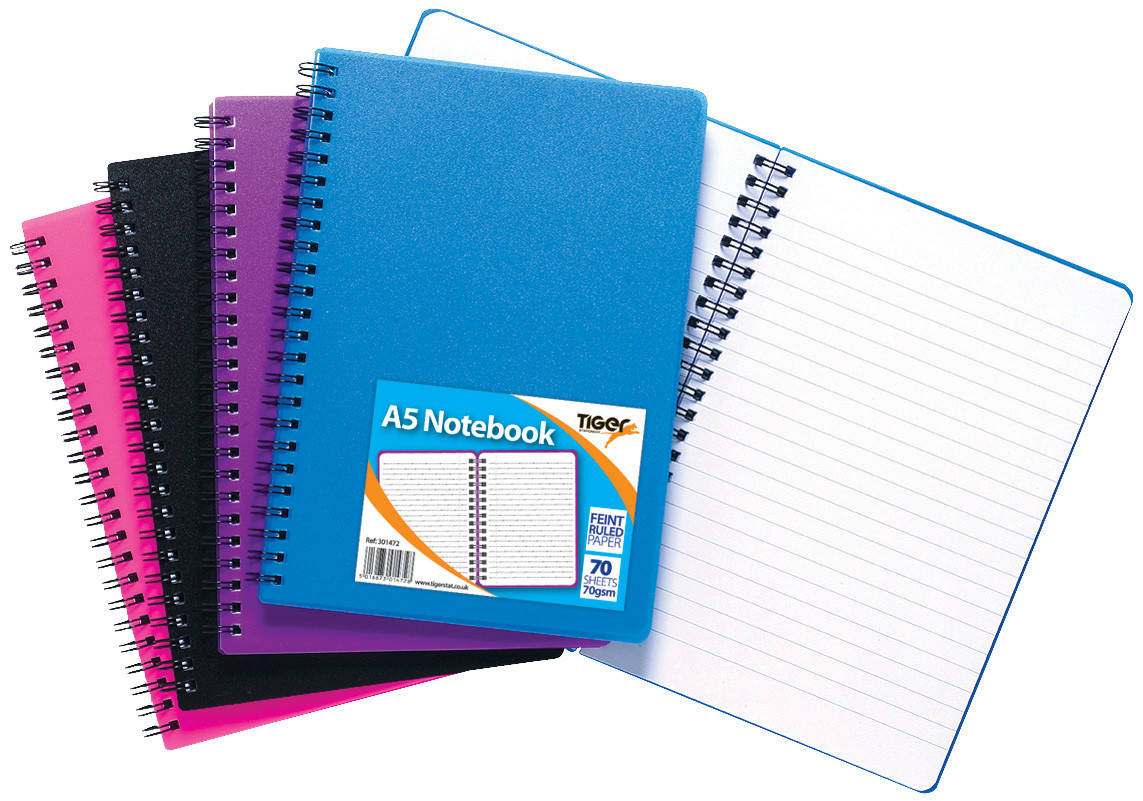 A5 Polyprop Covered Twin Wire Notebook, 70gsm, 140 Pages, 4 Ass Colours