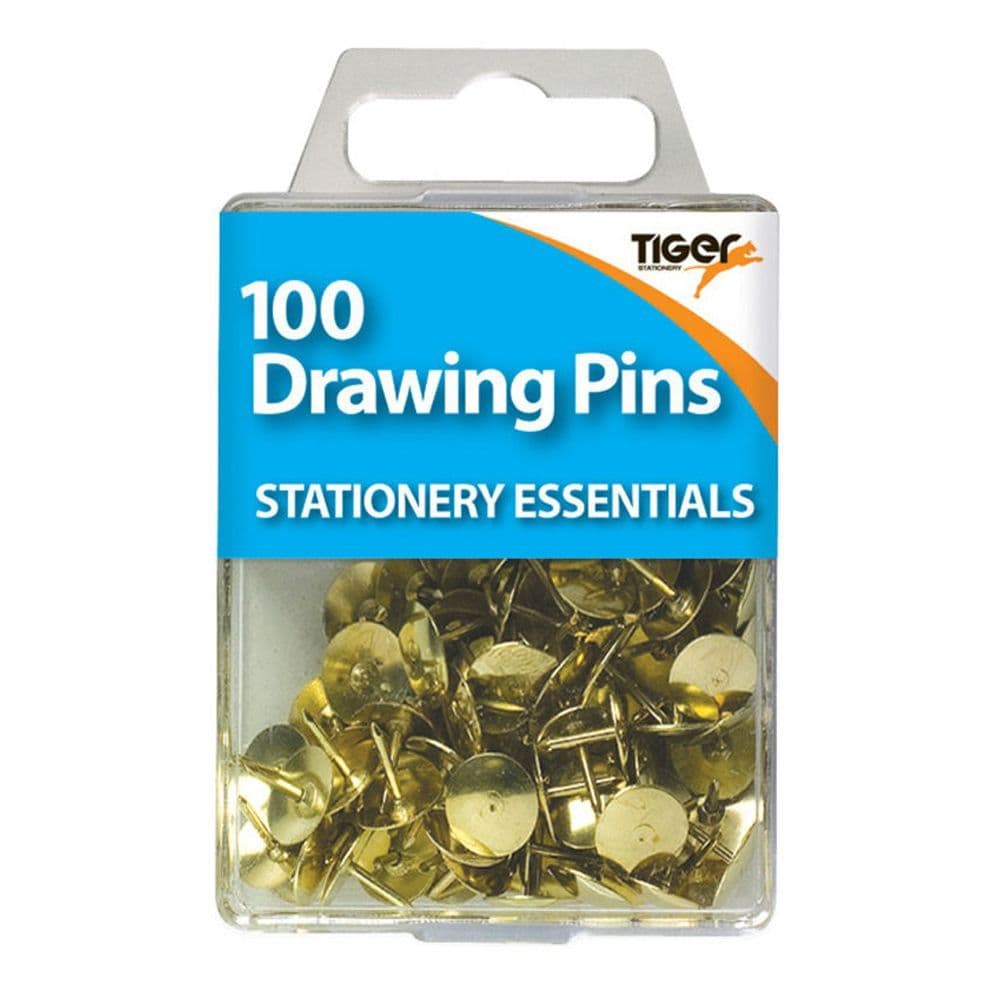 Essentials Hang Pack Brass Drawing Pins 9.5mm (100)
