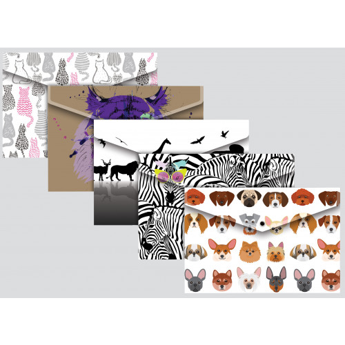 Animal A4+ Stud Wallet 5 Assorted Designs, 200 micron
