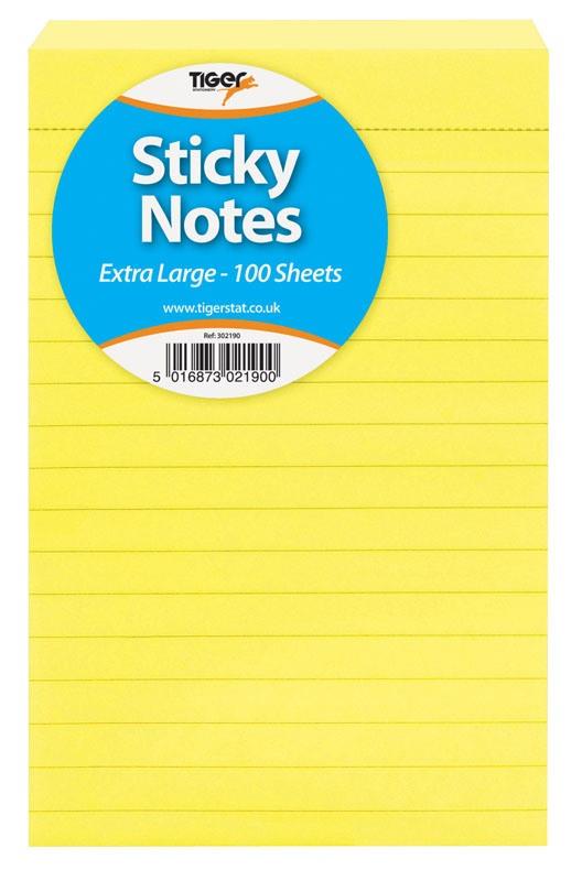 Sticky Notes-extra large-ruled/neon yellow 15x10cm, 100 sheets