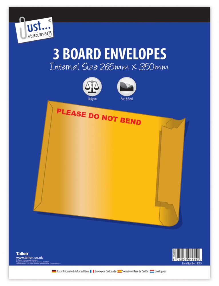 Board Envelopes 265 x 350mm, 3's