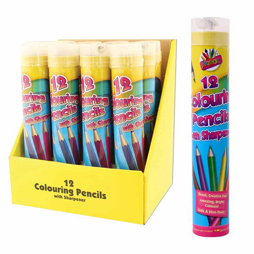 Colouring Pencils in Tin, 12xfull with Sharpener, Display