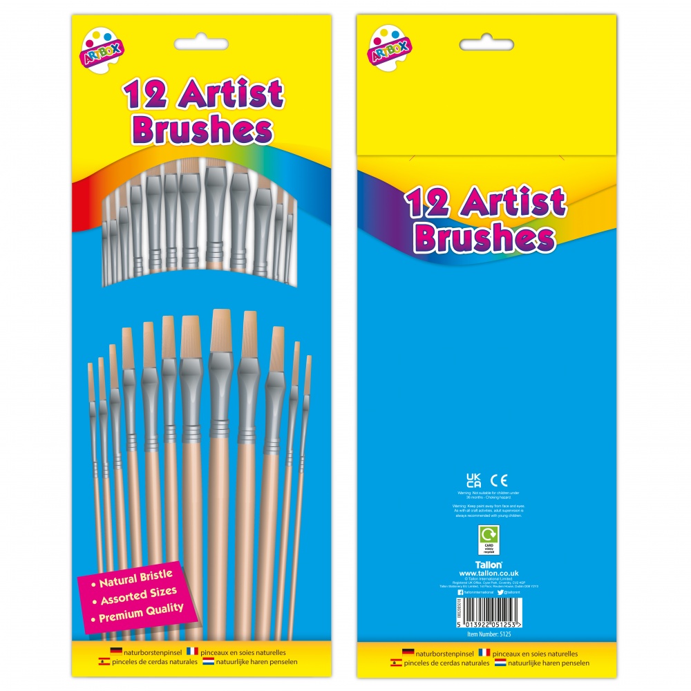 Artist Natural Bristle Brushes, 12's