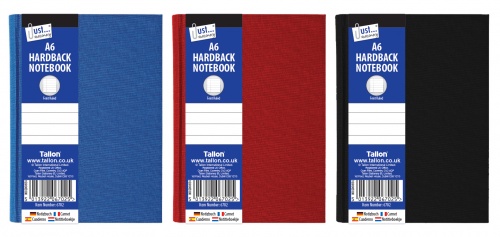 A6 Ruled Hardback Book Red, Blue, Black