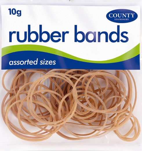 Natural Rubber Bands, 10gm Packets