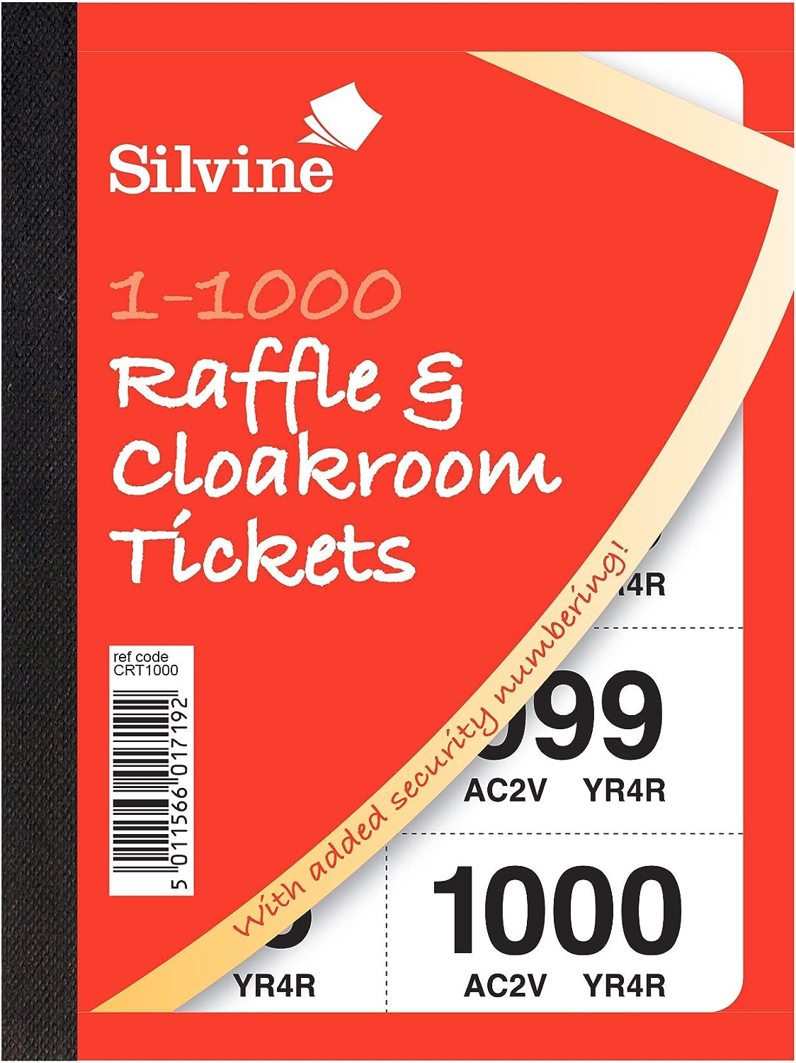 Raffle & Cloakroom Tickets, 1-1000, 5 to View, Assorted Colours