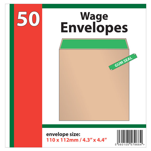 Manilla Brown Plain Wages Envelopes, 110x112mm Plain, (85gsm) 50's