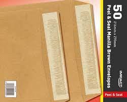 Peel Seal 216 x 270mm Manilla Brown Envelopes, (Ribbed-110gsm)