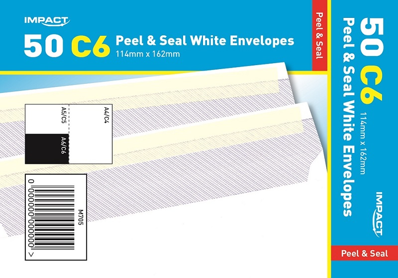 C6 (114x162mm) White Peel & Seal Envelopes, (80gsm) 50's