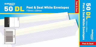 DL (110x220mm) White Peel & Seal Envelopes, (100gsm) 50's