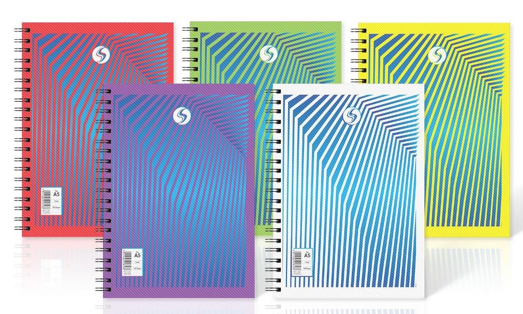 Silvine Daze A4 Twin Wire PP Cover Notebook 140 pages 70gsm 5 Assorted Designs
