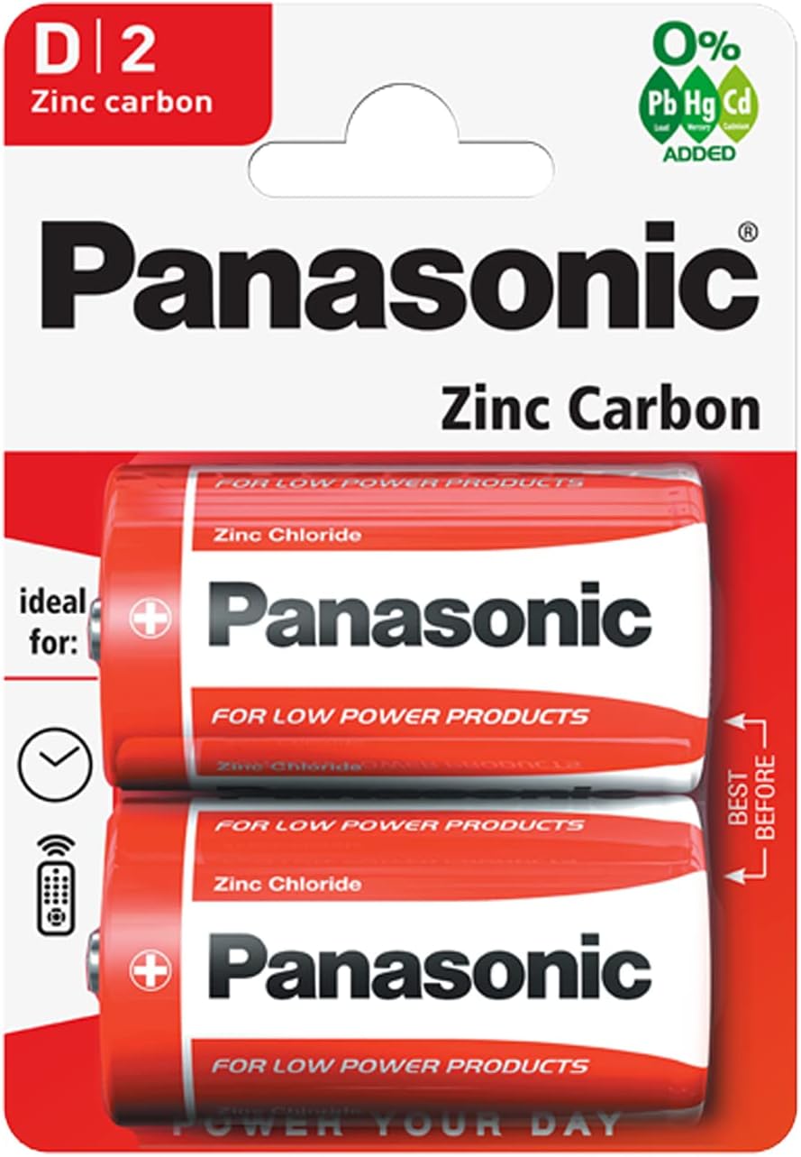 Panasonic Batteries D 2's, Carded