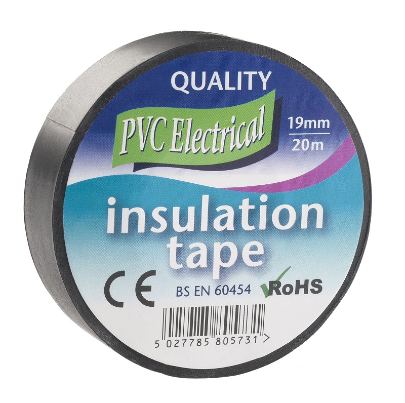 PVC Electrical Insulating Tape, 19mmx20m, Black