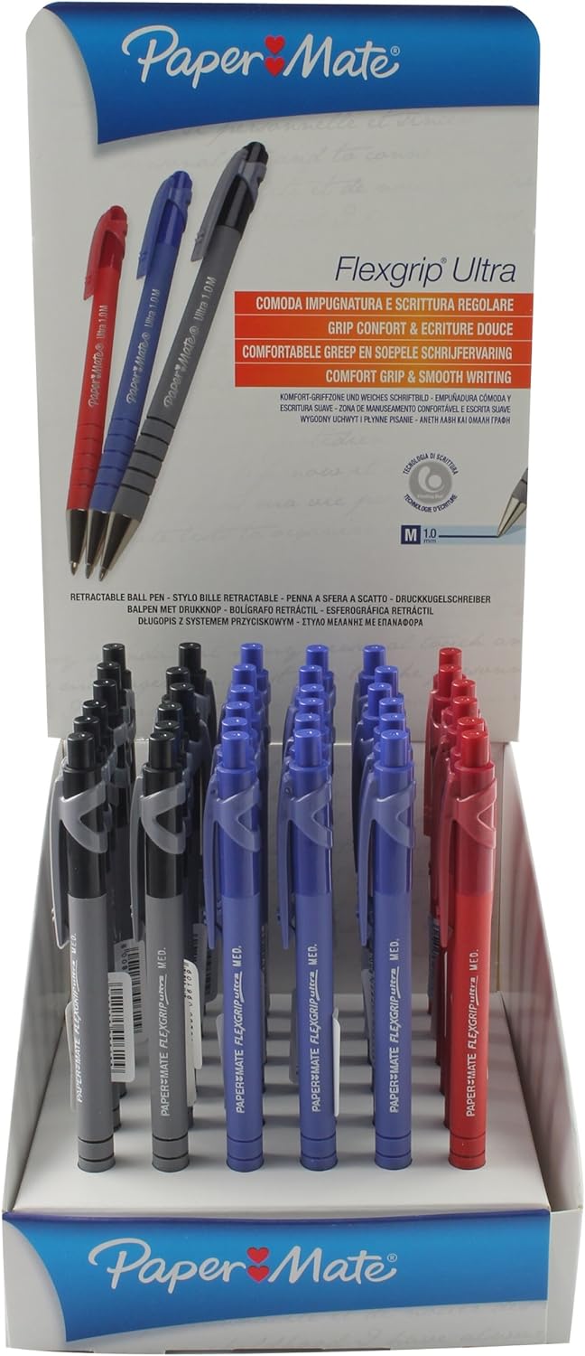 PaperMate Flexgrip Ultra Retractable Ball Pen, Assorted Display