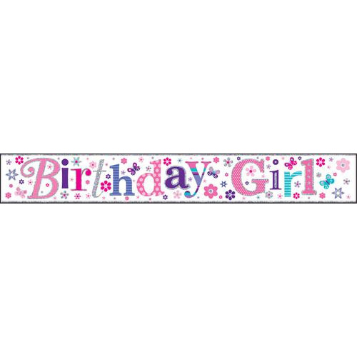 Holographic Party Banners, Birthday Girl