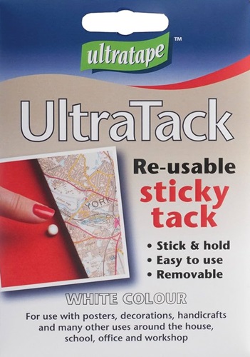 Pure White UltraTack Re-usable Sticky Tack, 50gm