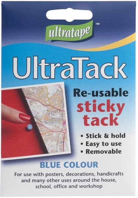 Blue UltraTack Re-usable Sticky Tack, 50gm