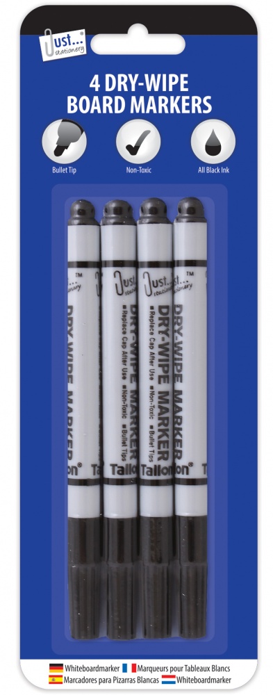 Dry-Wipe Markers (Black only), 4's