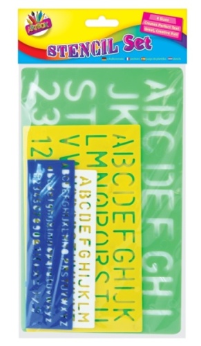 Stencil Set, assorted Colours, 4's