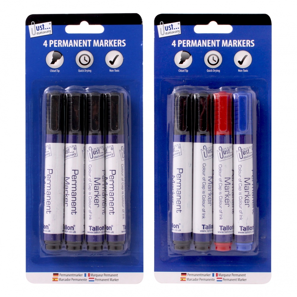 Permanent Markers Chisel Tip, 4's