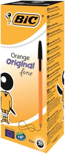Pens, BIC Orange Fine Ball Pen, Black, 20's