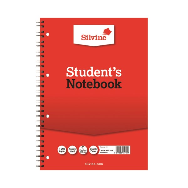 A4 Twin Wire Student's Notebook, Narrow Lined, Quality Paper, 120 Pages