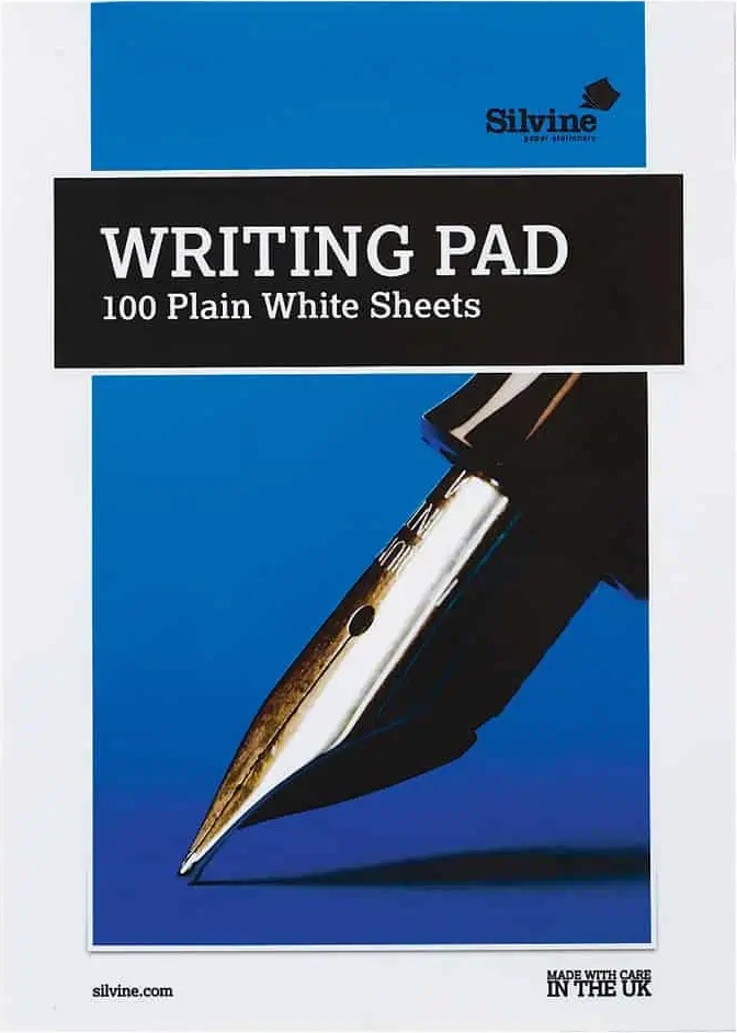 Silvine Medium A5 White Plain Writing Pad 100 sheets