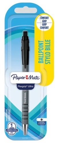 Pens, PaperMate Flexgrip Ultra Retractable, Black, Hanging Card