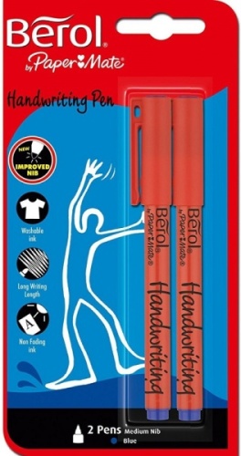 Pens, Berol Handwriting, Blue, Twin Carded