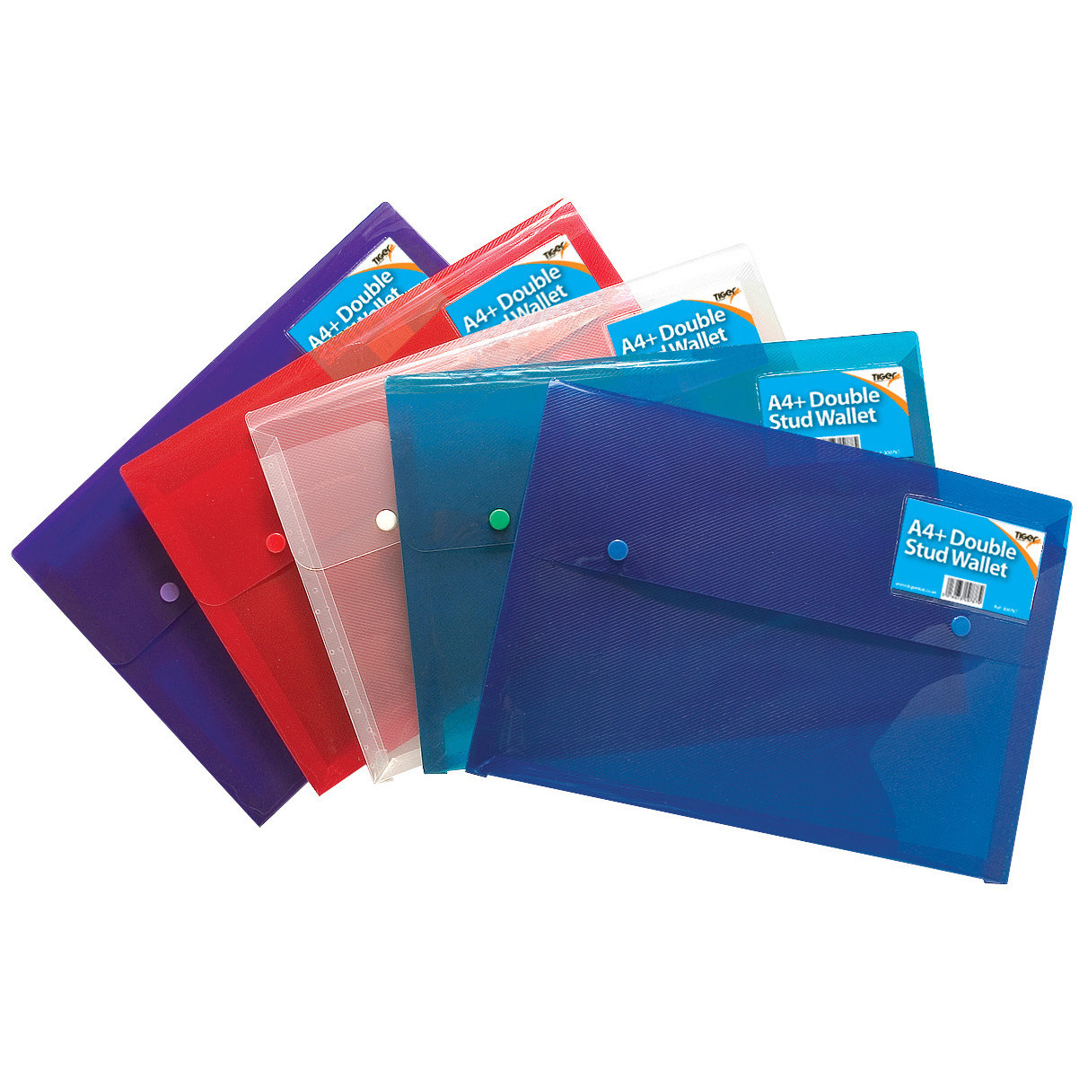 A4+ Double Stud Wallet, 5 Assorted Colours, 330 micron