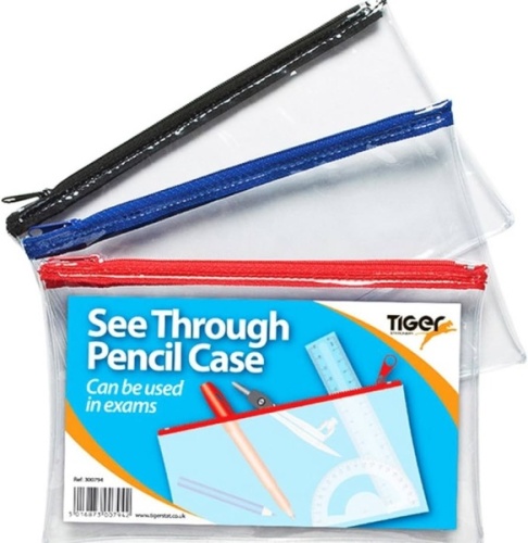 Pencil Case, 20cm 200 x 120mm, Clear (for Exam)
