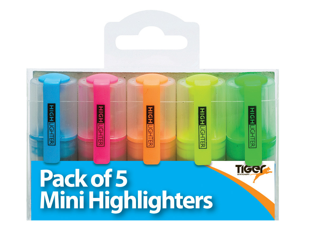 Mini Highlighters, Pack of 5
