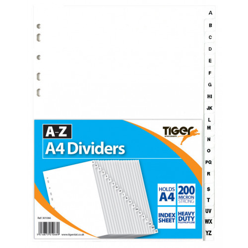 Dividers, Polyprop A-Z