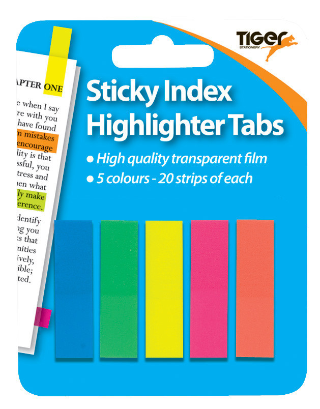 Sticky Index Tabs, Assorted Colours, Hang Pack (100)