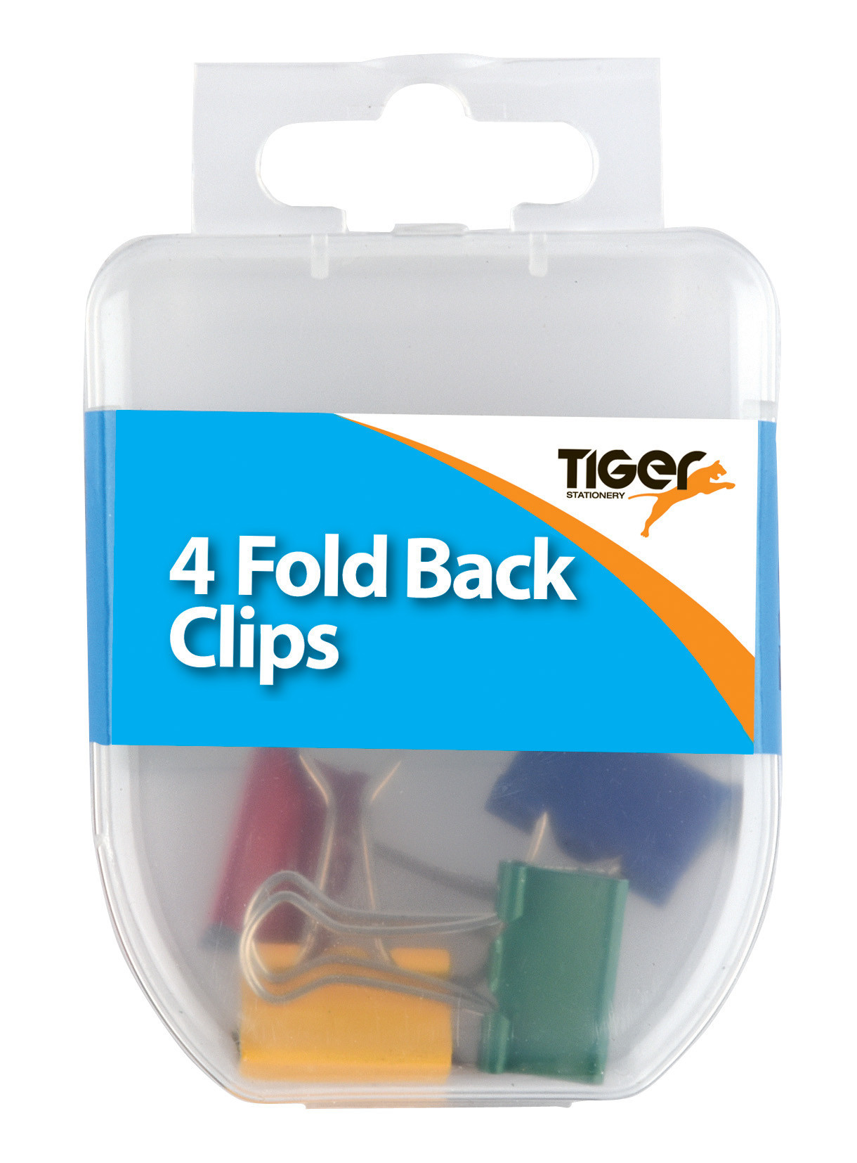 Essentials Hang Pack Coloured Fold Back Clips 19mm (4)