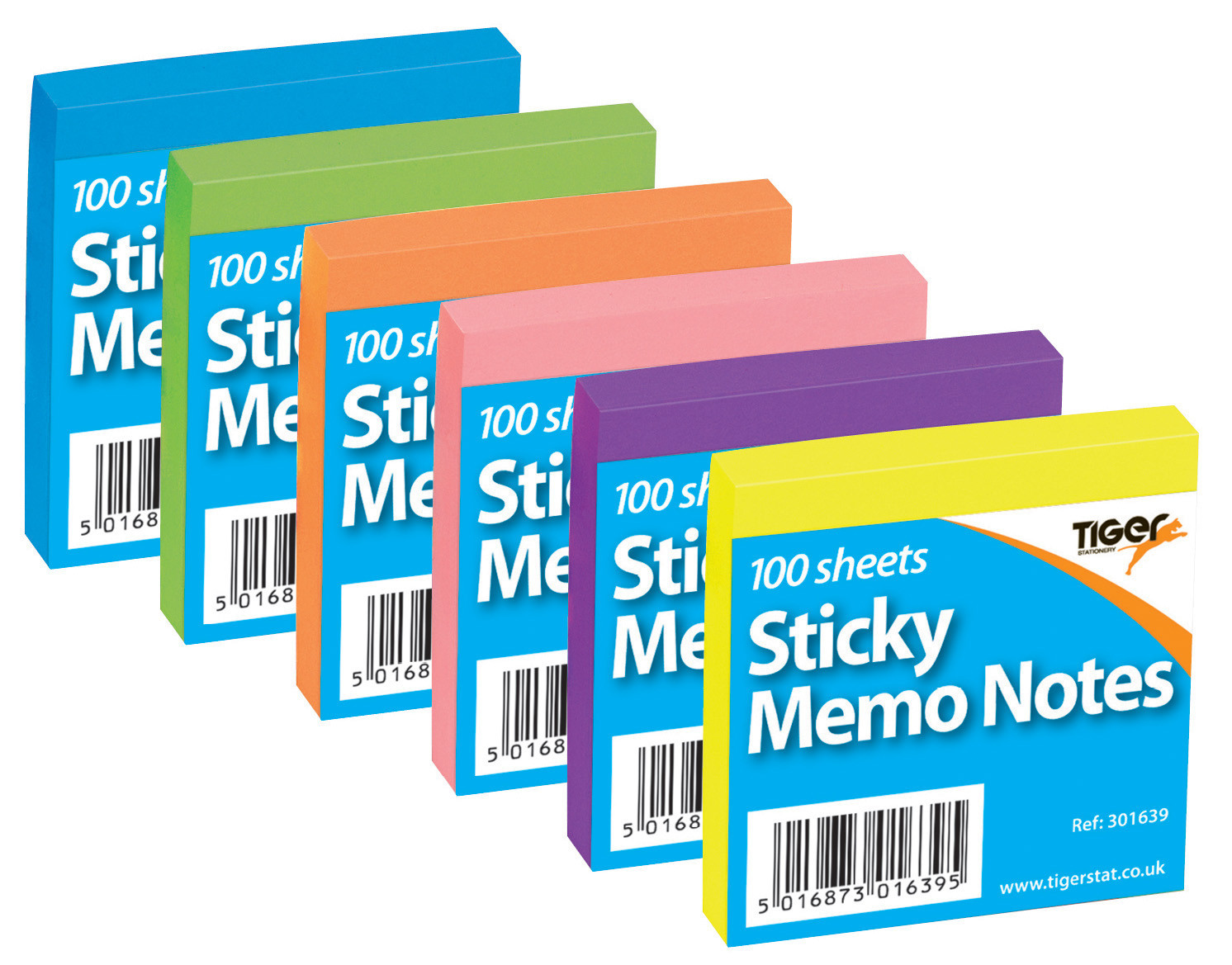 Bright Coloured Sticky Notes 75x75mm (100) in CDU