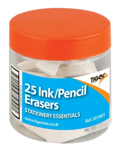 Erasers, Small, For Ink & Pencil, Tub, 25's