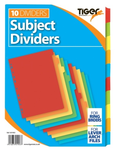 Dividers, Index, Subject, 10 Part