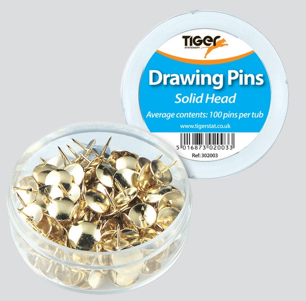 Tubbed Solid Head Drawing Pins (100)