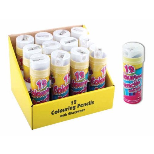 Colouring Pencils, Half Size with Sharpener, Display Tin, 12's