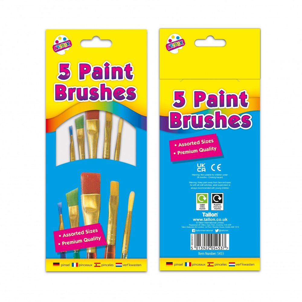 Paint Brushes, Assorted, 5's