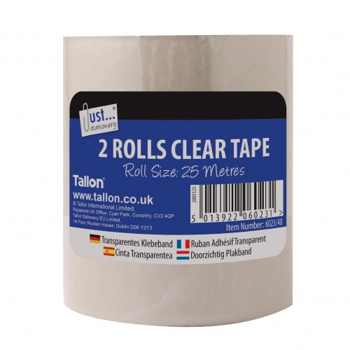 Clear Tape 48mm x 25m, 2 Rolls