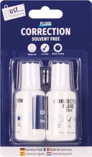 Correction Fluid, 13ml Bottles, Twin Pack Carded