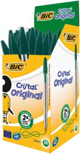 Pens, BIC Cristal Medium Ballpen, Green, 50's